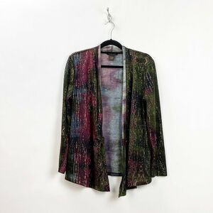 Susan Lawrence Large Womens Colorful Gold Embossed Art to Wear Cardigan